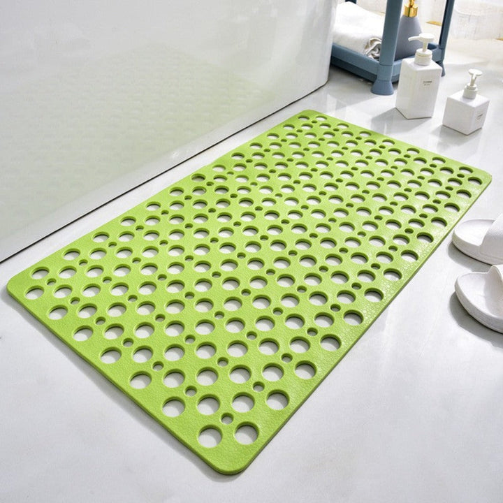 Close-up of hygienic PVC non-slip bath mat texture, showing strong suction cups for ultimate safety.