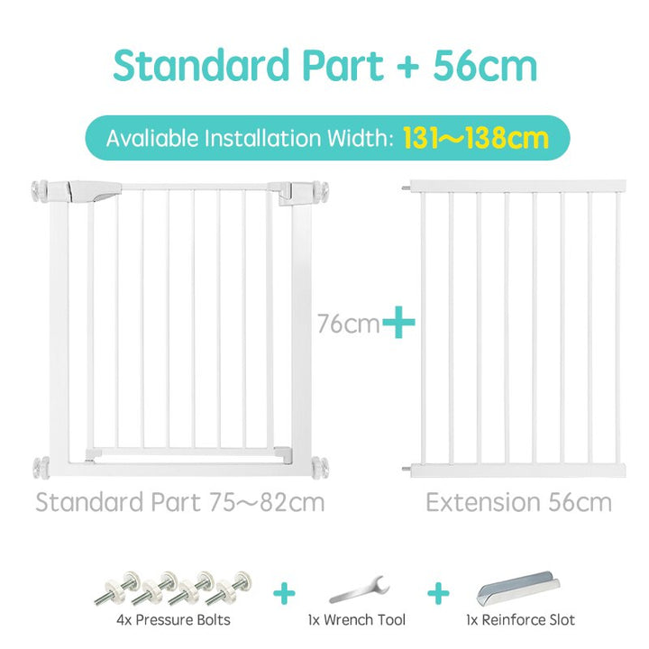 Baby proofing stair gate, a reliable pressure mount safety barrier for toddlers & pets.