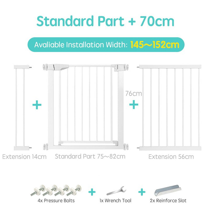 Home security baby gate, durable pressure mount design for effective kid safety.