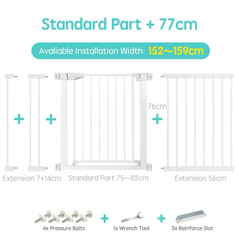 Versatile toddler gate, a pressure mount safety barrier for stairs & dangerous zones.