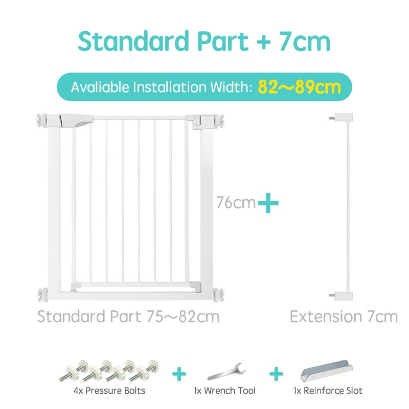 Adjustable pressure mount stair safety gate, perfect for baby proofing dangerous areas.