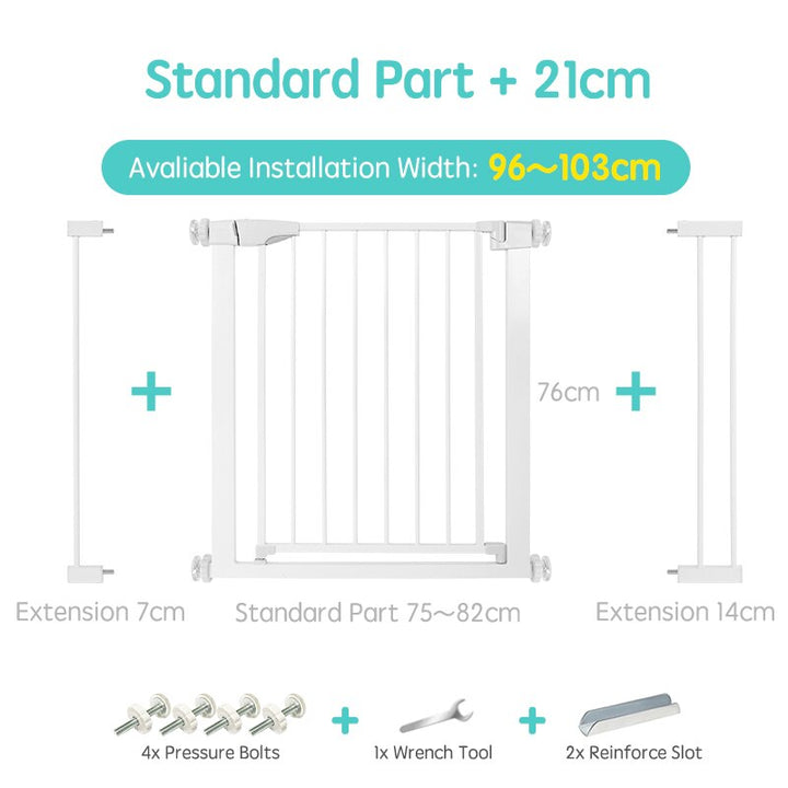 Easy install toddler safety gate, pressure mount design for quick home security setup.