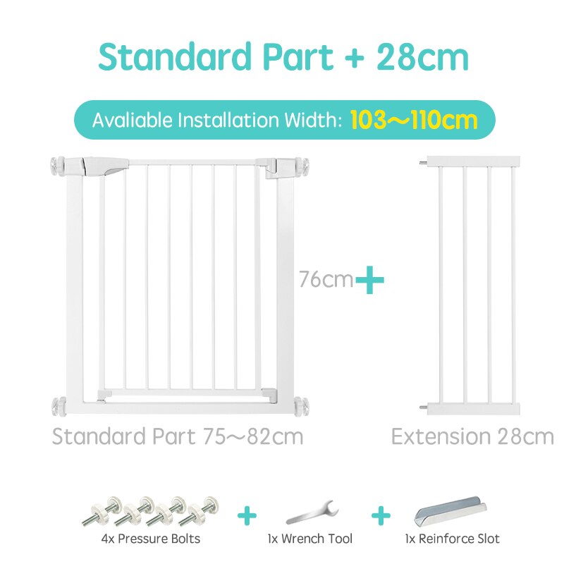 Modern design baby gate, a robust safety barrier for stairs, hallways & doorways.