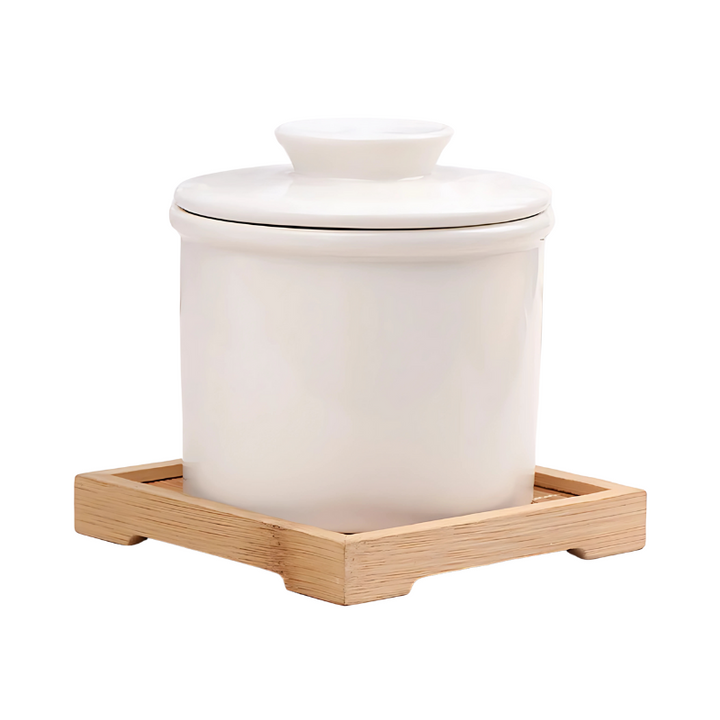 Home essential: water-sealed ceramic butter keeper, a stylish and functional food storage solution for butter.