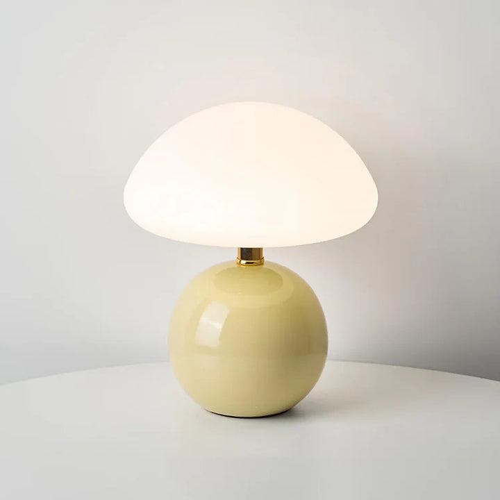 Charming mushroom table lamp, LED light with multiple color options.