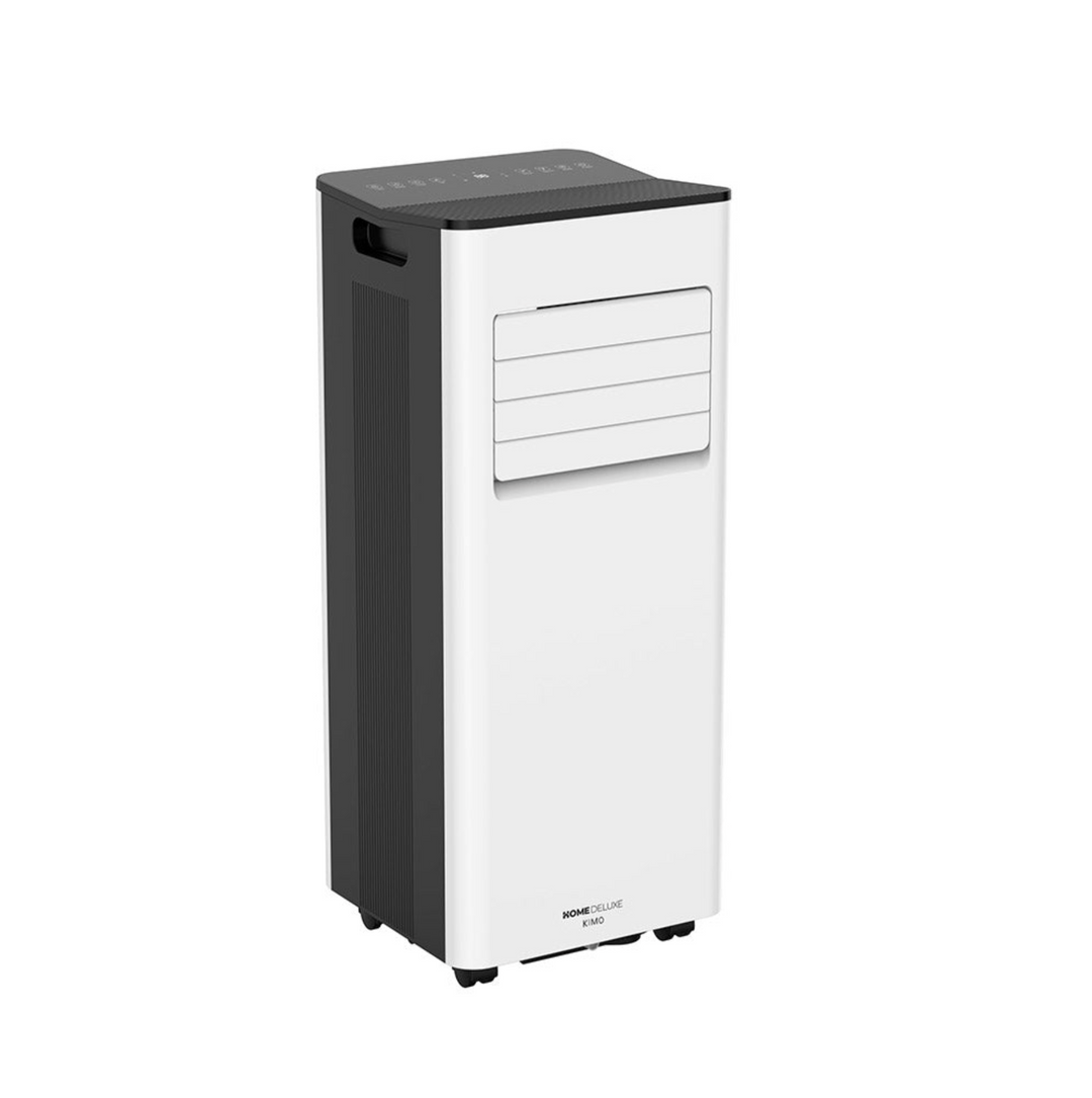 Portable AC unit in a modern living room, delivering cool air and enhancing summer home comfort.