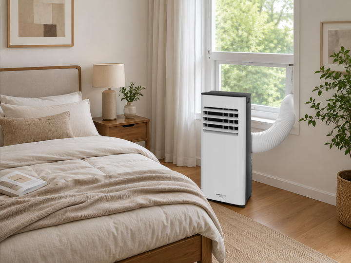 Energy-efficient portable smart AC unit for quiet, powerful cooling, dehumidifying and fanning in any room.