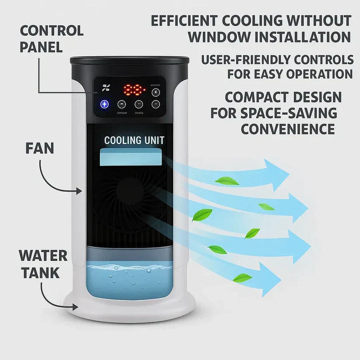 Sleek compact design windowless AC unit, delivering powerful and efficient cooling for any room in your home.