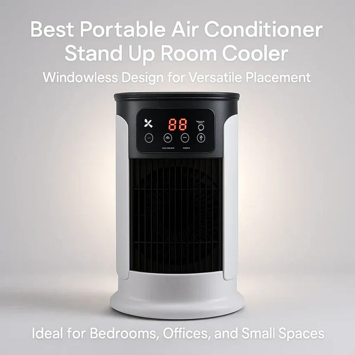 Portable room air conditioner for home comfort, a windowless solution for personal cooling & improved indoor air.