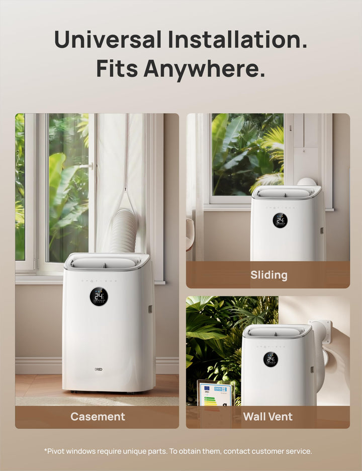 Energy-efficient smart portable AC with dehumidifier feature for healthier, cooler home air.