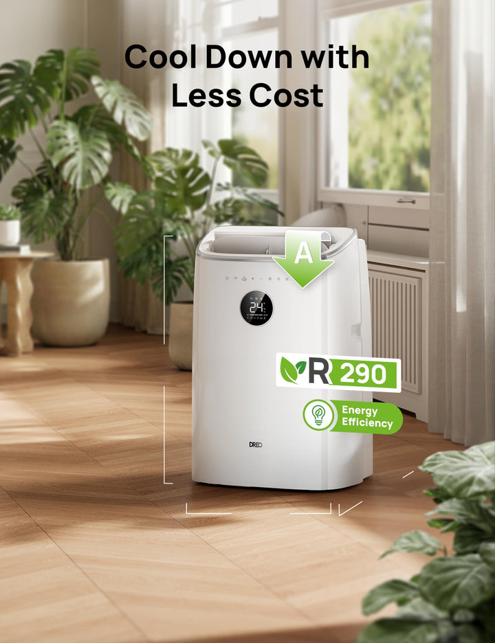 Modern white portable smart air conditioner, ideal for versatile home cooling and comfort.