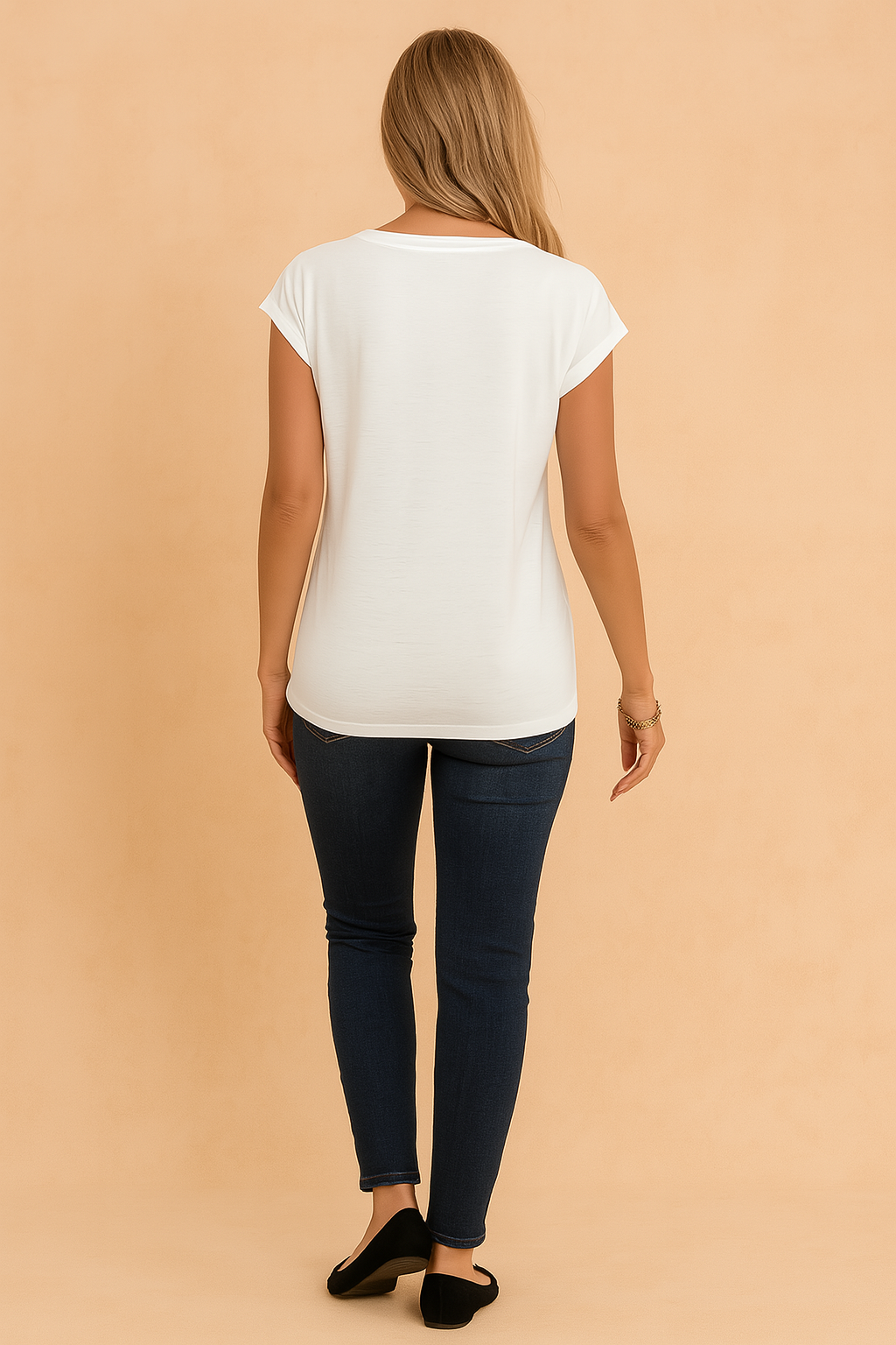 Comfortable relaxed fit V-neck short sleeve white top for women, ideal for everyday summer fashion.