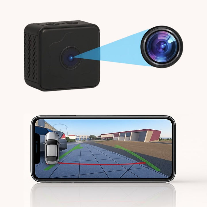 Wireless reversing camera with night vision & magnetic mount for vehicles, aiding parking and safety.