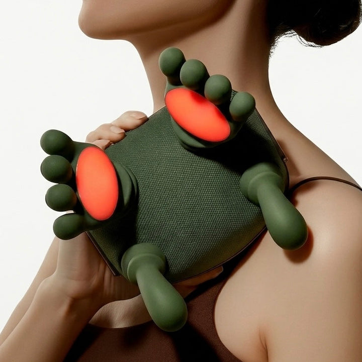 Portable wireless shiatsu neck & shoulder massager with deep tissue massage & heat for on-the-go relief.