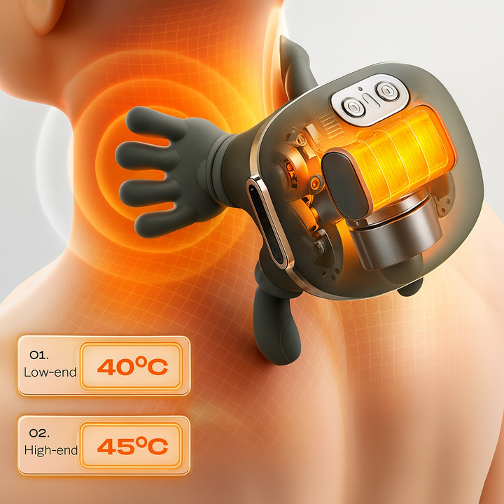 Soothing wireless shiatsu neck & shoulder massager. Deep tissue massage with heat for ultimate relaxation.