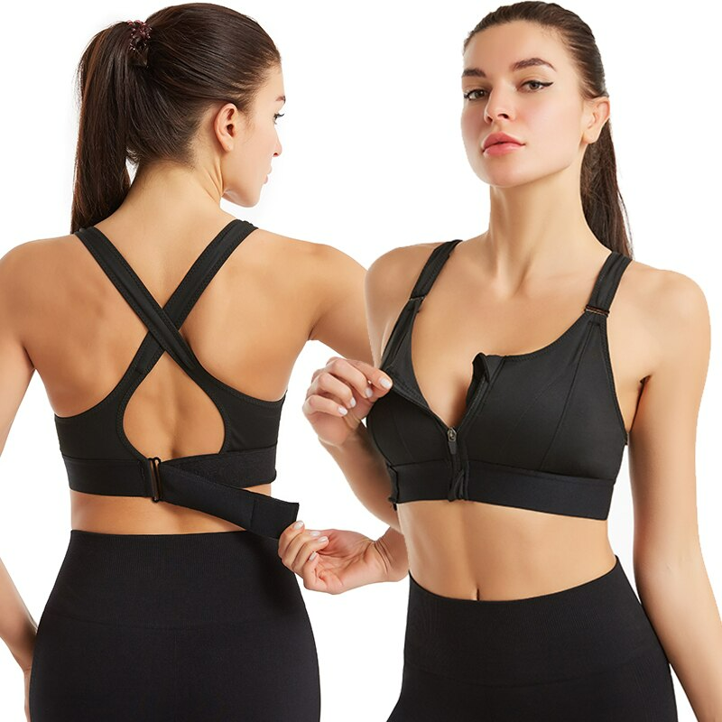 Women's 2-pack ultra comfort high support sports bras in durable nylon spandex for active workouts.