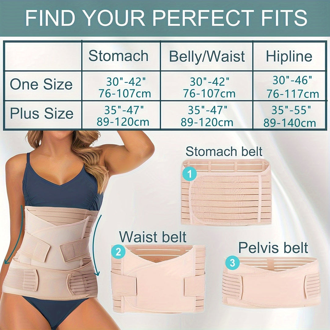 Detail of the adjustable straps on a 3-in-1 postpartum belly band, ensuring a custom fit for recovery support.