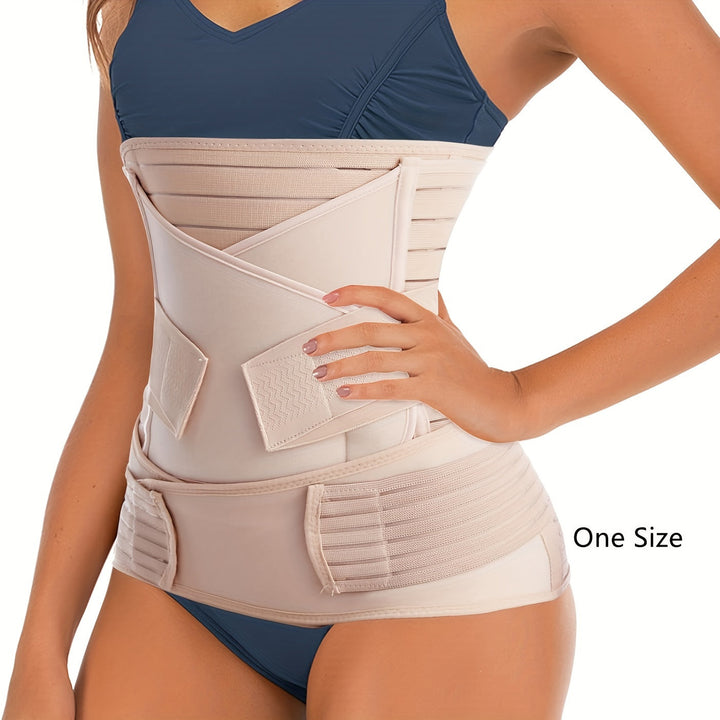 Empowering 3-in-1 postpartum belly band designed to aid women's core recovery and provide crucial support.