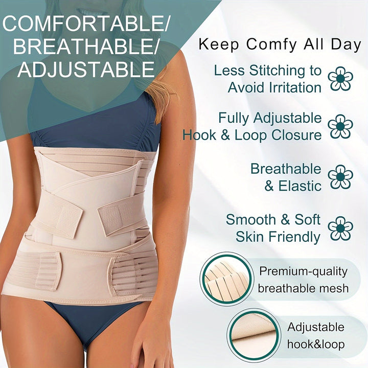 Essential postnatal support: a 3-in-1 adjustable belly band for women's abdominal and waist recovery after birth.
