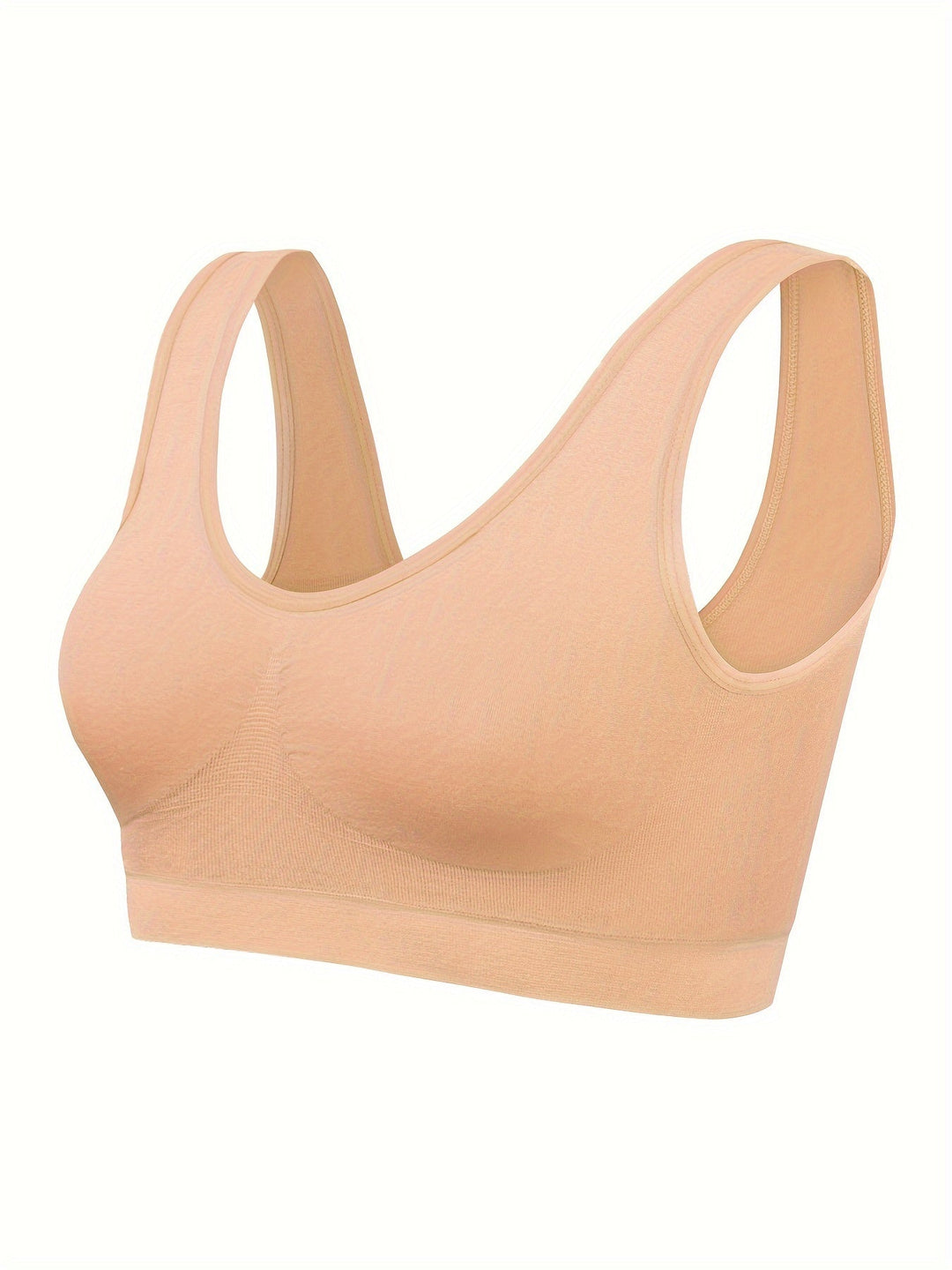 Focus on the seamless design of a women's 3-piece tank top & sports bra set, offering smooth comfort.