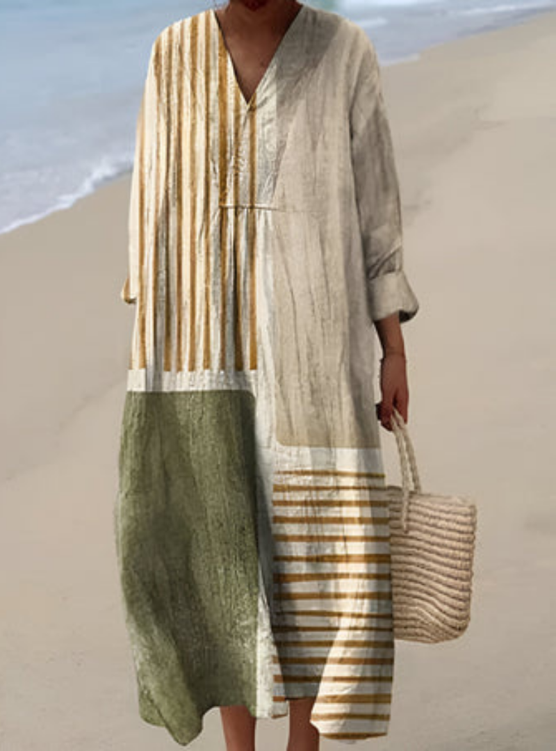 Women's airy artisan summer dress with a flattering style. Perfect for versatile fashion, comfortable wear, and day-to-night elegance.