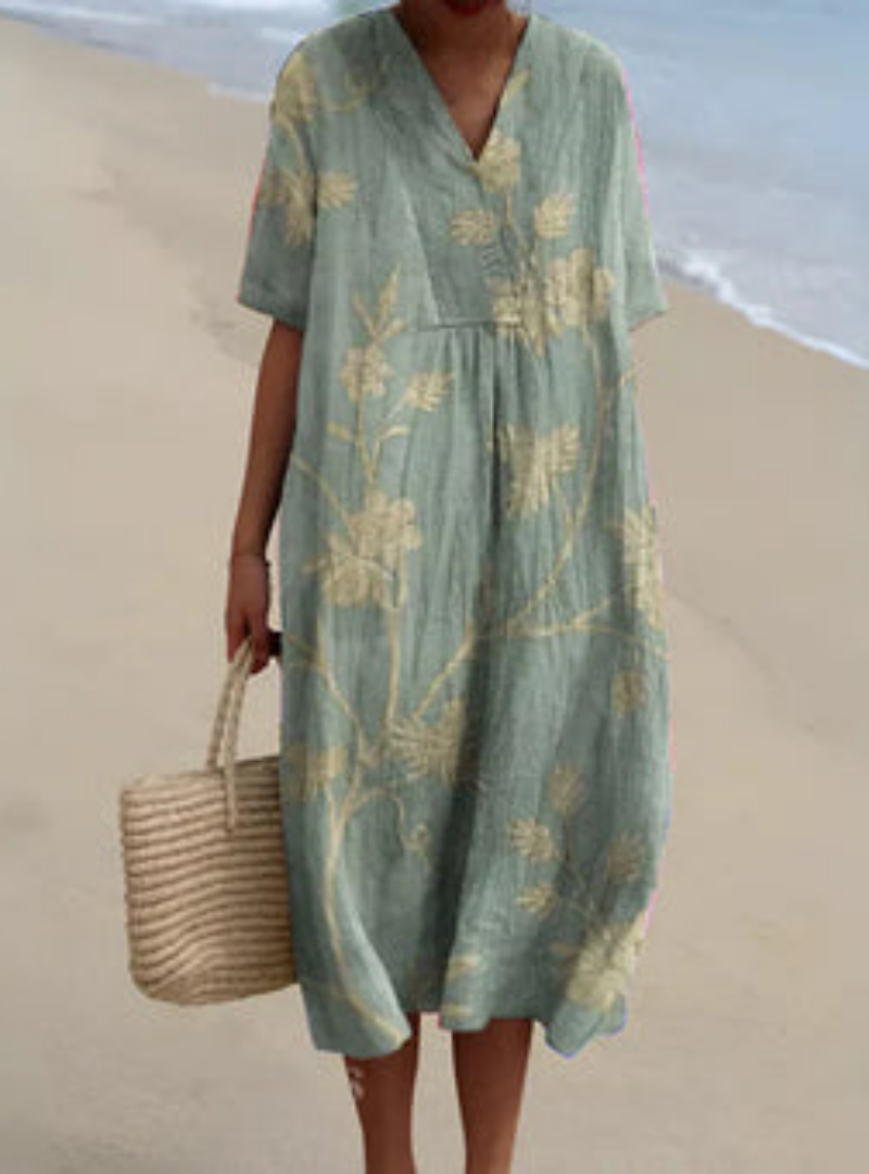 Casual yet chic women's artisan summer dress. Its comfortable, flowing design offers a flattering style for any occasion.