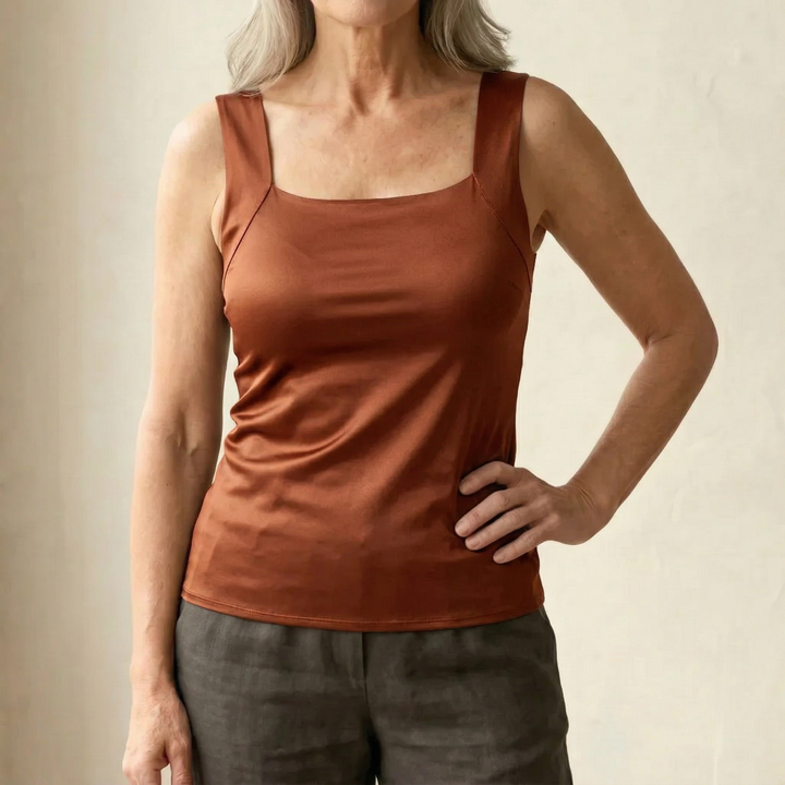 Althea Women's Sleeveless Tank Top with built-in bra for all-day comfort and support.