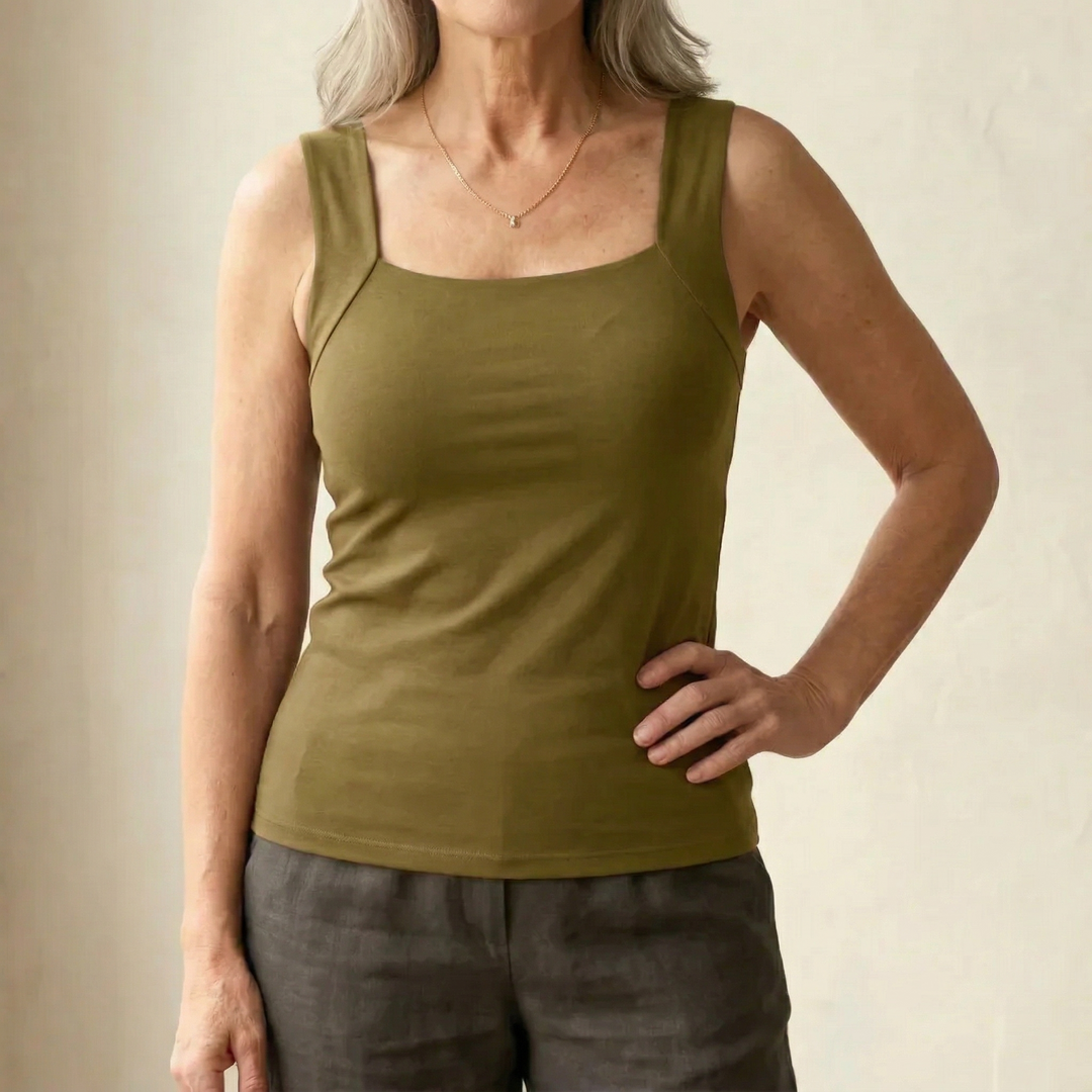 Relaxed fit Althea Comfort Bra Tank for women, a versatile casual top with supportive built-in bra.