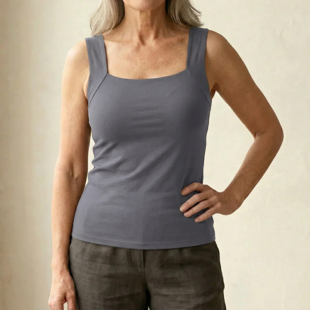 Women's Althea Comfort Top, a breathable sleeveless tank with built-in support for summer activities.