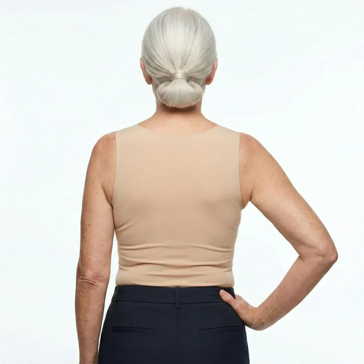 Althea Women's Comfort Tank with built-in support, a stylish sleeveless top for effortless style.