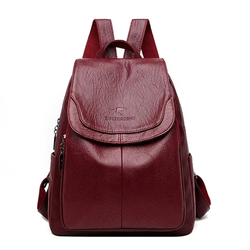 Elegant women's leather anti-theft backpack. A sophisticated and secure bag for daily adventures.