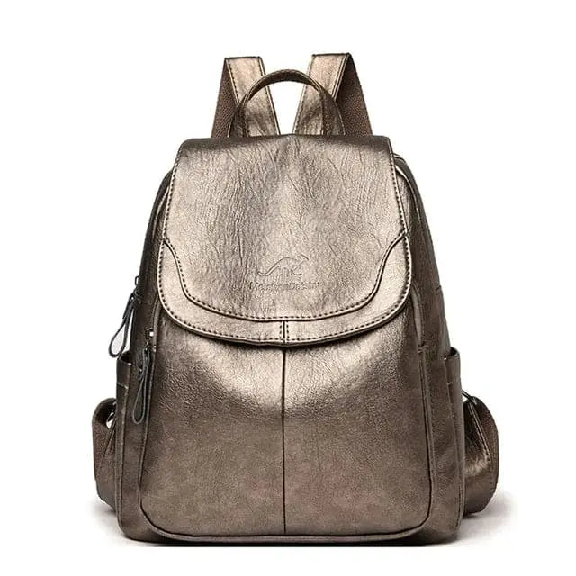 Women's sleek anti-theft leather backpack. Secure, stylish, and perfect as an everyday fashion bag.