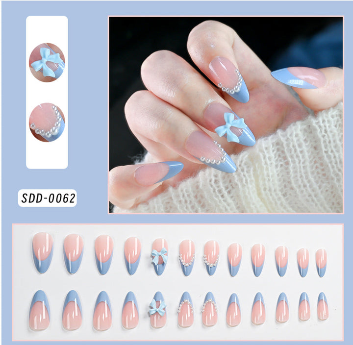 Durable press-on nail set for women, offering a long-lasting, easy application artificial manicure.