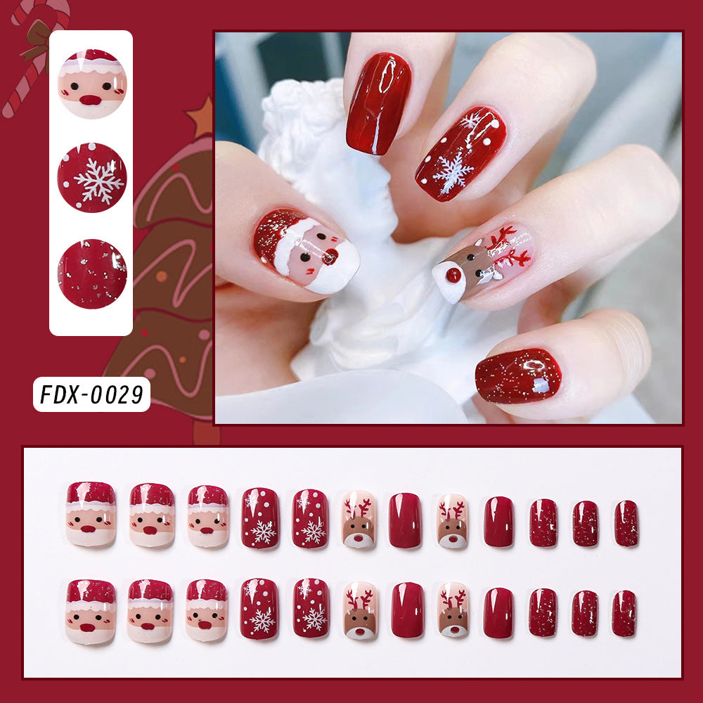 Elegant French tip press-on nails with subtle sparkle, perfect for a classic instant manicure style.
