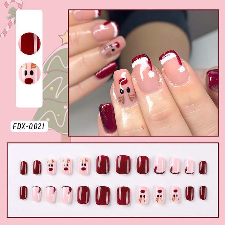 Pink & white ombre press-on nails with glitter accents, perfect for a chic artificial manicure.