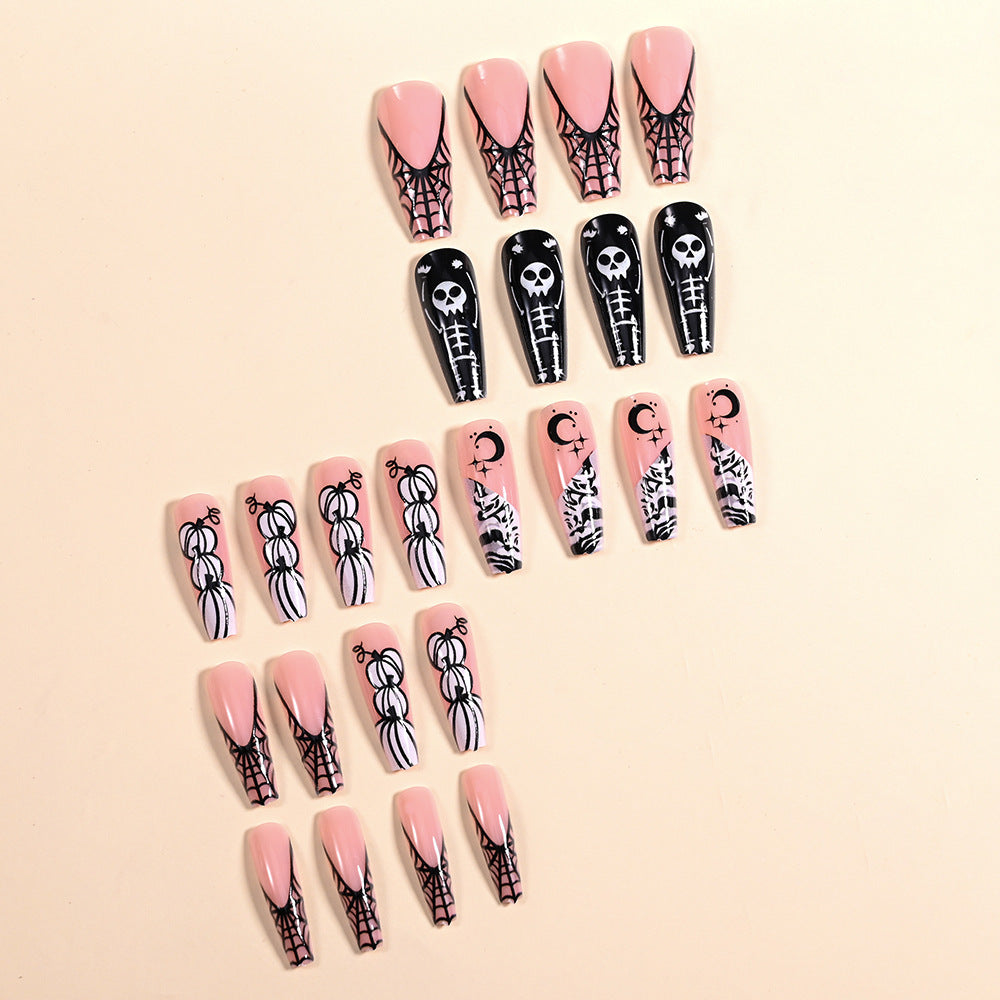 Stylish women's press-on nail art kit for a quick, salon-quality manicure; reusable for various fashion statements.