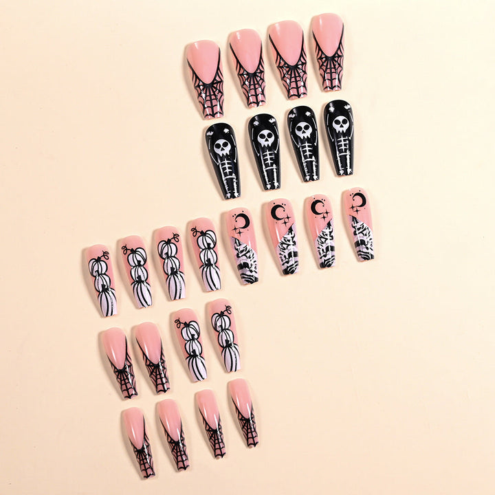 Stylish women's press-on nail art kit for a quick, salon-quality manicure; reusable for various fashion statements.