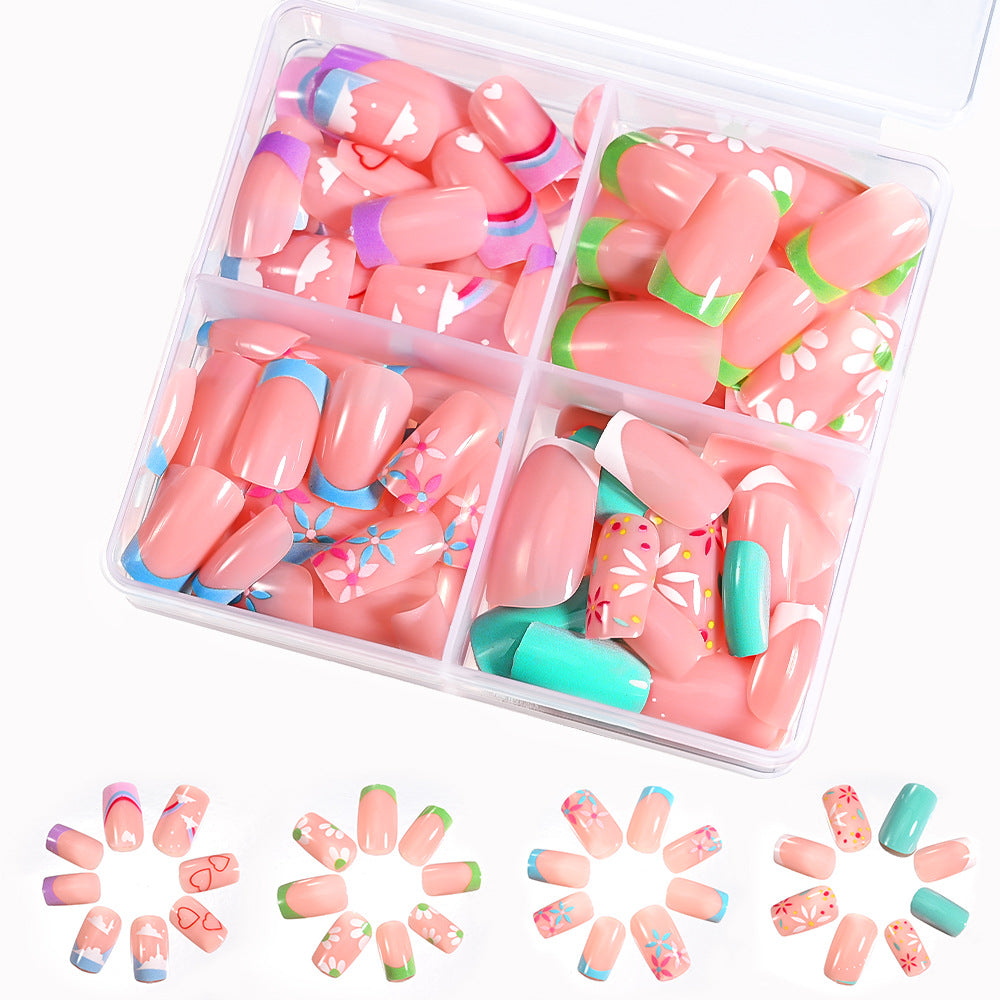 Salon-quality artistic press-on nails for women, offering a quick and reusable false nail art beauty solution.