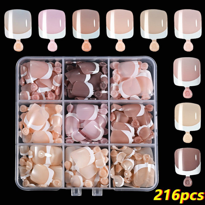 Assorted press-on nails set offering diverse styles for women's easy application manicure. Trendy tips.