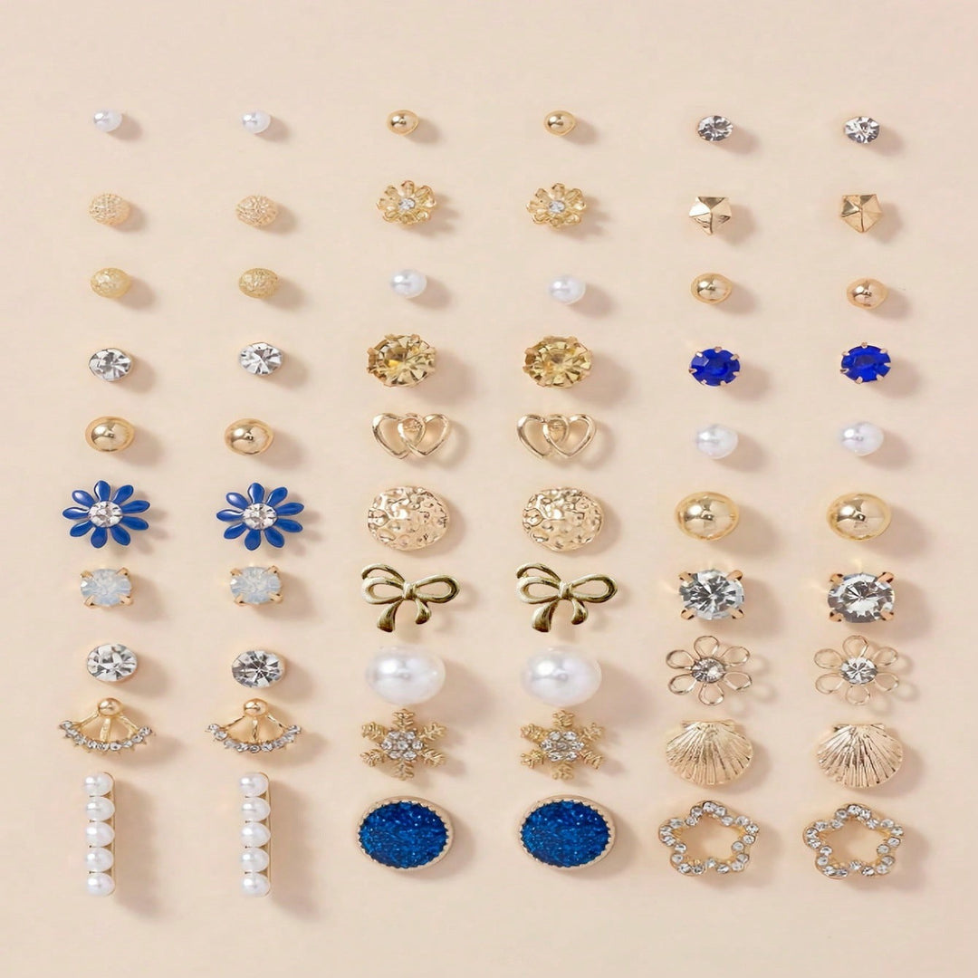 Women's assorted stud earring set, versatile fashion jewelry for everyday and special occasions.
