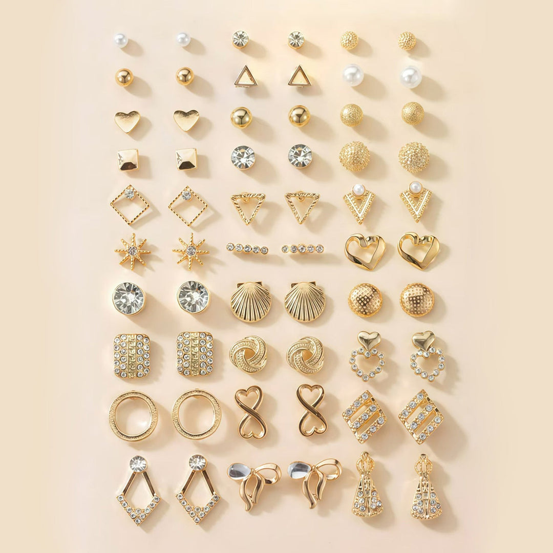 Assorted elegant stud earrings for women, a must-have versatile jewelry set.