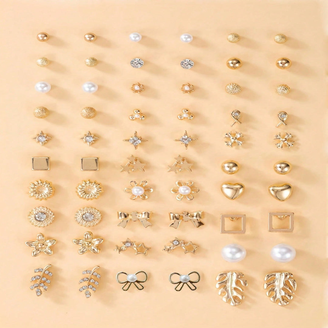 Beautiful women's stud earring set, mixing crystal, pearl, and floral for diverse looks.
