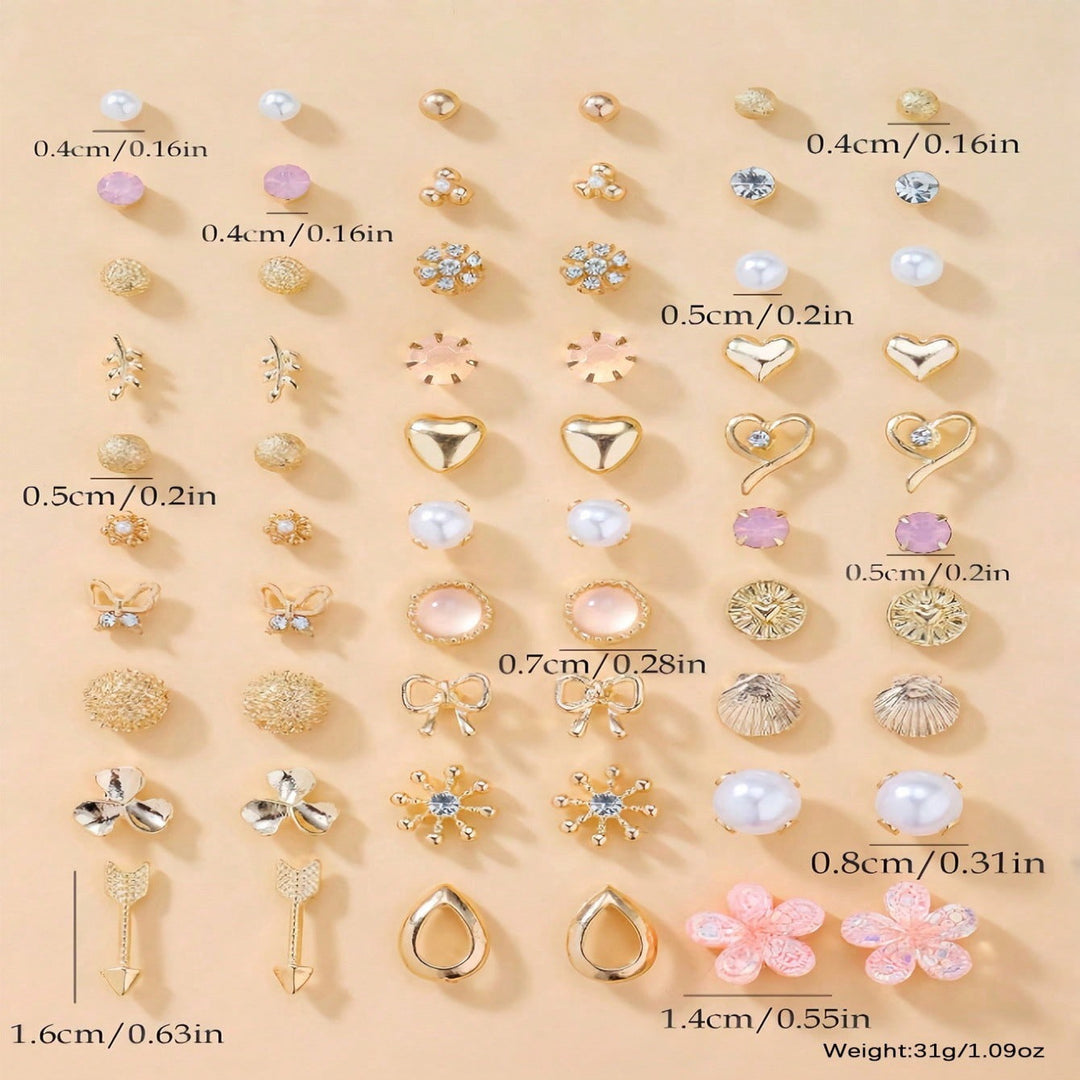 Multi-pair stud earring set for her, a versatile fashion jewelry gift for women.