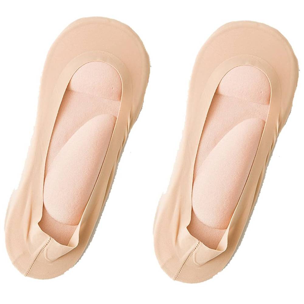 Women's brown arch support athletic socks for Pilates & fitness. Non-slip grip socks provide comfortable foot support.