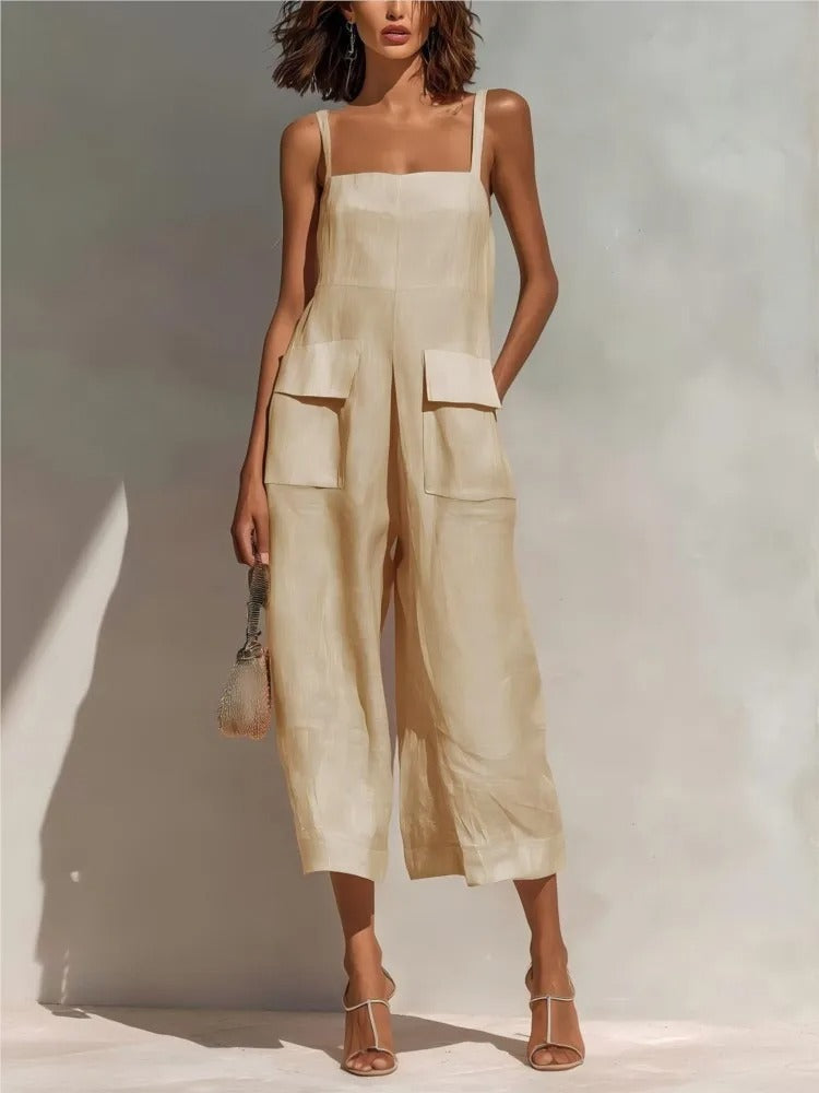 Utility style women's midi dress with deep cargo pockets & belt. A practical, fashionable everyday dress.