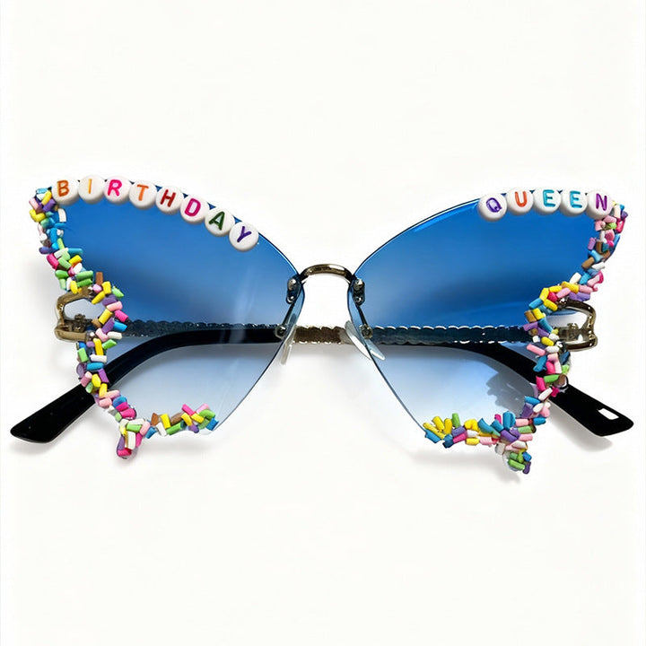 Fashionable women's butterfly frame sunglasses, ideal festival wear or chic beachwear. Stylish UV protection.