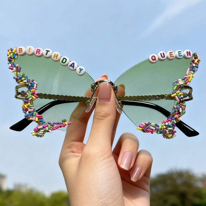 Whimsical women's butterfly frame sunglasses for summer fashion. Offers stylish UV protection and unique flair.