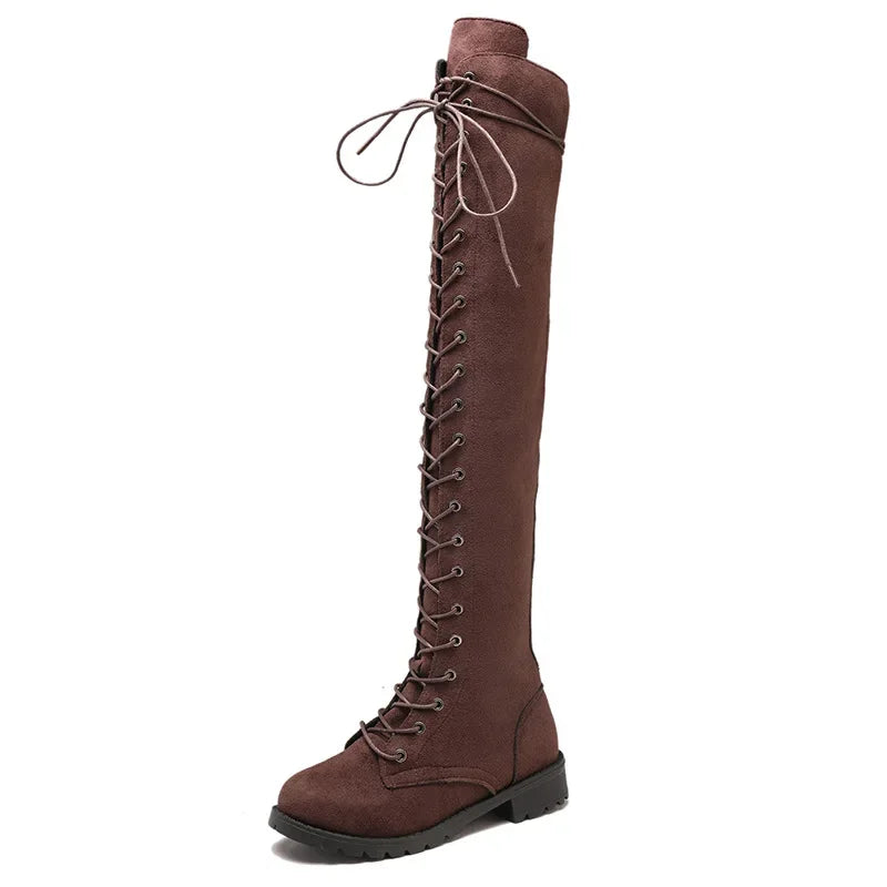 Elevate your style with these women's tall lace-up over-the-knee boots, perfect for any fall/winter ensemble.