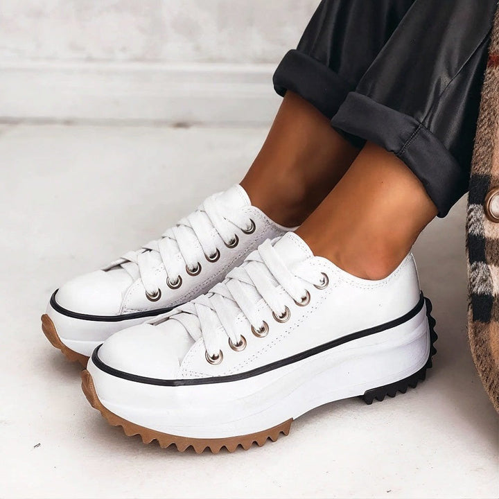 Comfortable women's orthopedic platform trainers with chunky sole & laces, perfect for casual walking.