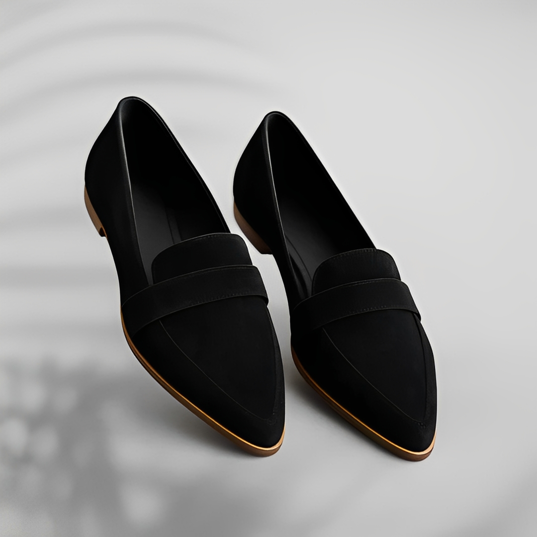 Comfortable & supportive women's pointed toe flats in a chic grey. Perfect everyday shoes for versatile smart casual styles.